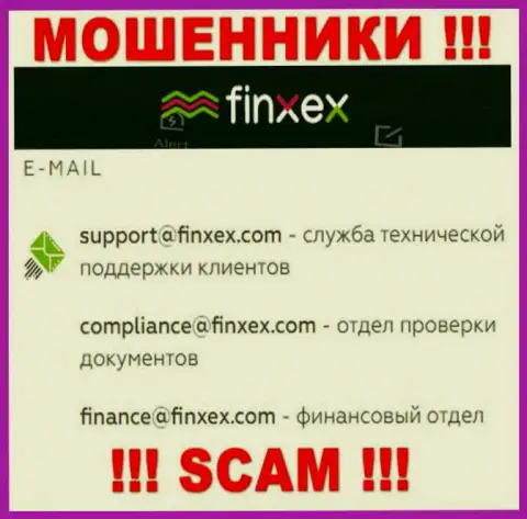 В разделе контактной инфы мошенников Finxex, размещен вот этот электронный адрес для обратной связи
