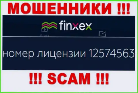 Finxex Com скрывают свою жульническую сущность, предоставляя на своем ресурсе лицензию