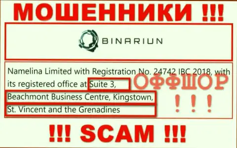 Совместно сотрудничать с конторой Binariun не советуем - их оффшорный официальный адрес - Suite 3, Beachmont Business Centre, Kingstown, St. Vincent and the Grenadines (инфа взята с их сайта)