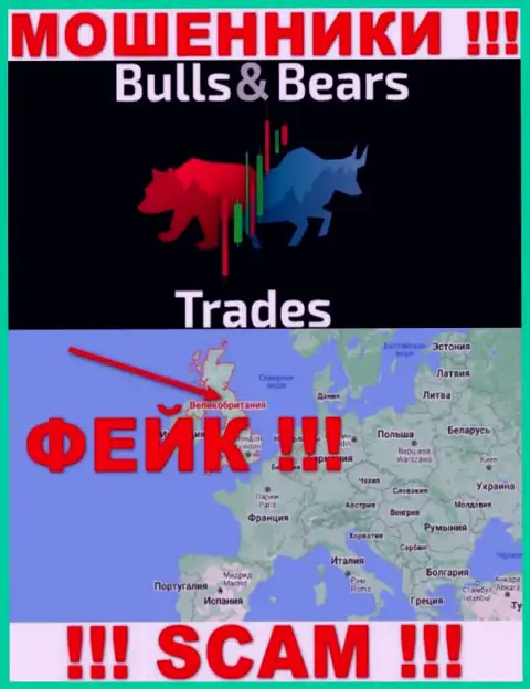 На веб-портале мошенников BullsBears Trades только неправдивая инфа касательно юрисдикции