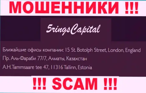 Адрес регистрации организации FiveRings-Capital Com на официальном информационном портале - ненастоящий ! ОСТОРОЖНО !!!