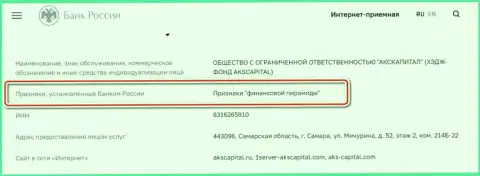 AKS-Capital Com - это жулики, которые внесены ЦБ РФ в черный список, как компания с признакам пирамиды