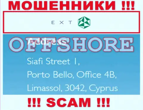 Siafi Street 1, Porto Bello, Office 4B, Limassol, 3042, Cyprus - это юридический адрес компании EXT LTD, расположенный в оффшорной зоне