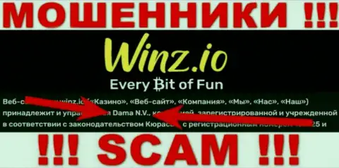 Dama N.V. это юридическое лицо internet-мошенников Winz Casino