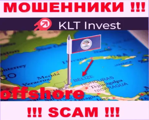 KLTInvest Com беспрепятственно оставляют без денег, поскольку расположены на территории - Belize