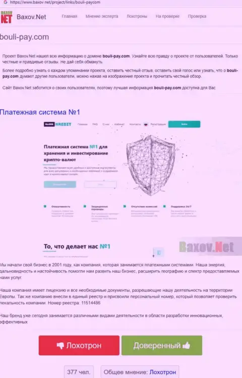 Детальный обзор Bouli Pay, отзывы из первых рук клиентов и факты лохотрона