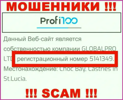 Profi 100 - очередное кидалово !!! Рег. номер данной компании: 5141349