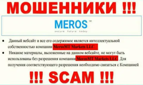 МеросМТ Маркетс ЛЛК - организация, которая является юридическим лицом Meros TM