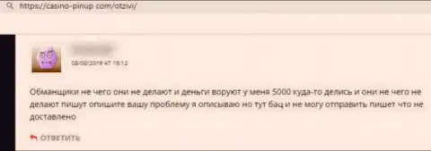 ПинАпКазино - это полнейший слив, облапошивают наивных людей и сливают их финансовые активы (отзыв)