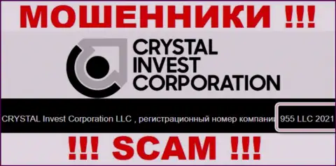 Номер регистрации компании Crystal Invest Corporation, возможно, что и ненастоящий - 955 LLC 2021