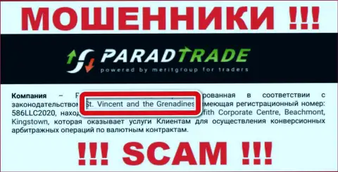 Сент-Винсент и Гренадины - именно здесь зарегистрирована противоправно действующая контора Parad Trade