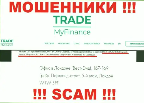 Не имейте дело с организацией TradeMyFinance - указанные internet-жулики засели в офшоре по адресу - Люкс 305, Корпоративный Центр Гриффита, Кингстаун, Почтовый ящик 1510 Бичмонт Кингстаун, Сент-Винсент и Гренадины