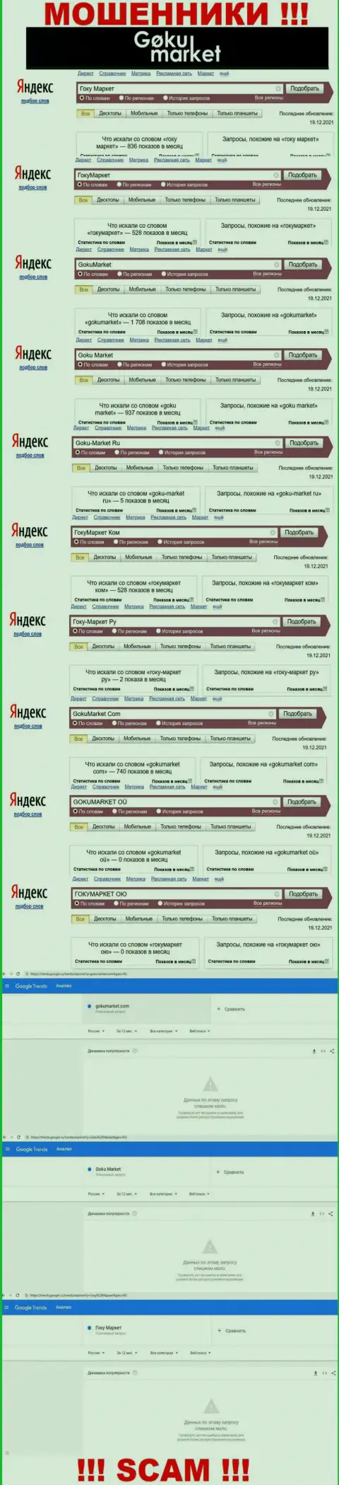 Как часто интересовались мошенниками Goku Market в поисковиках глобальной сети ?