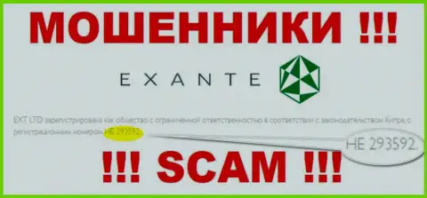 EXANT - это очередное кидалово ! Номер регистрации указанной компании - HE 293592