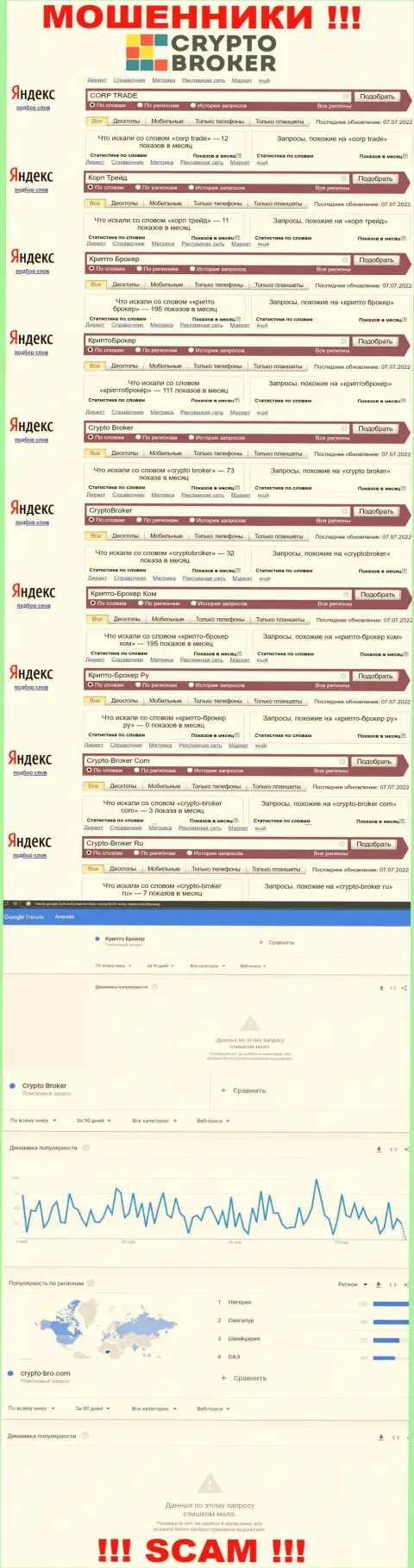 Статистика онлайн запросов по бренду Crypto Broker в сети internet