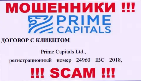 Прайм Капиталс Лтд - это организация, которая управляет мошенниками Prime Capitals