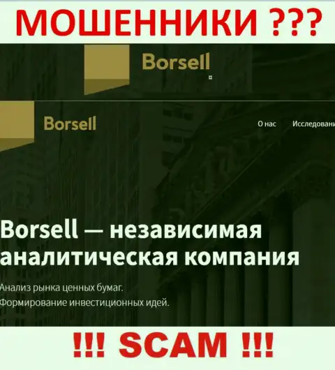 Что касательно сферы деятельности Borsell (Аналитика) - это стопроцентно развод