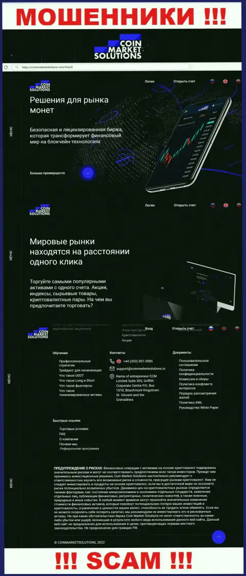 Сведения об официальном web-сервисе кидал Coin Market Solutions