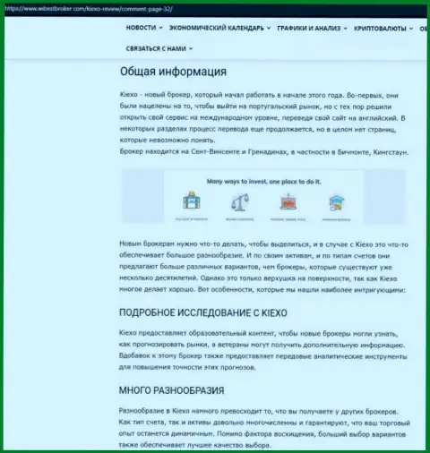 Общая информация о дилинговой организации Kiexo Com, представленная на интернет-ресурсе вайбстброкер ком