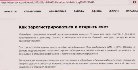 Про условия процесса регистрации на площадке Зиннейра Ком идет речь в обзоре на интернет-сервисе Tvoy-Bor Ru